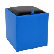 Taburet Box imitatie piele - albastru/negru